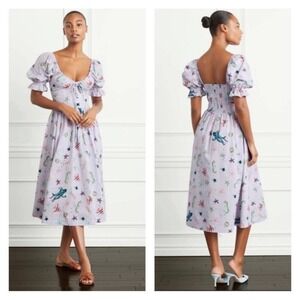 Hill House Ophelia Sea Creature Midi‎ Dress XS Purple Nap Dress